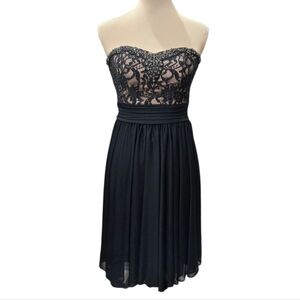 David’s Bridal Black Strapless Lace Beaded Cocktail Dress 2